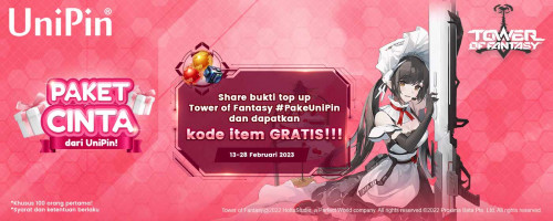 Paket Cinta dari UniPin! Share Bukti Transaksi ToF #PakeUniPin dan Dapatkan Kode Item GRATIS!